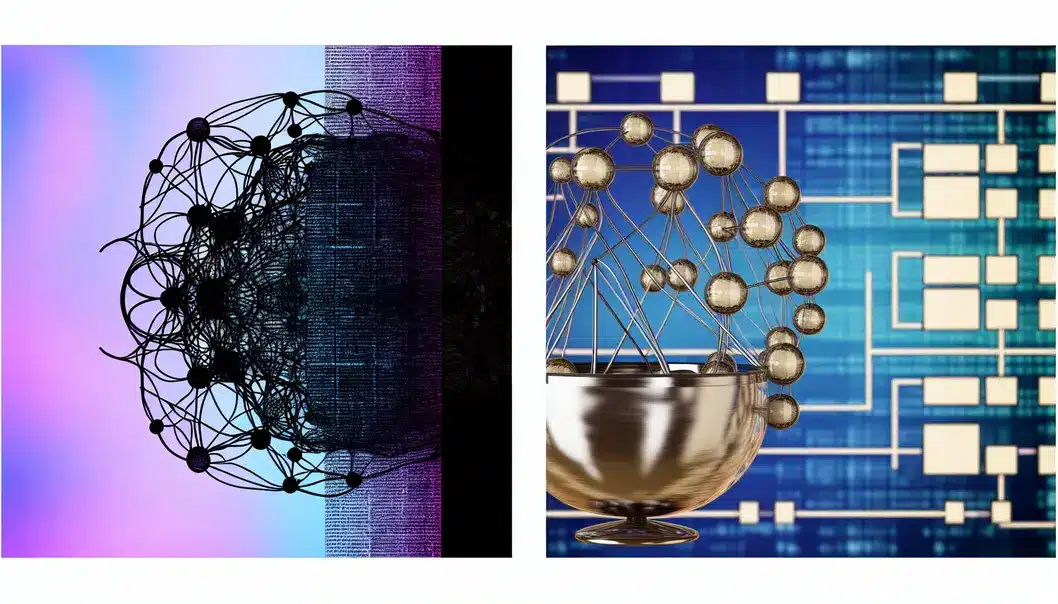 Illustration contrasting RAG’s real-time data retrieval with fine-tuning’s parametric updates.