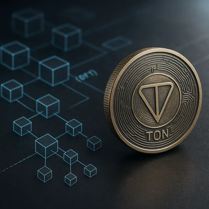 Depiction of the TON blockchain’s advanced technological features enabling secure, efficient transactions.