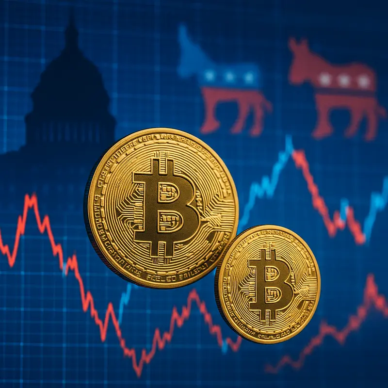 Bitcoin amidst political and economic shifts during the Trump era, symbolized by digital and governmental imagery.